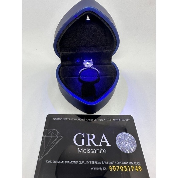 Moissanite Diamond Engagement Ring 2 Ct Brilliant 18K Finish GRA Size 10.5 - Picture 6 of 12